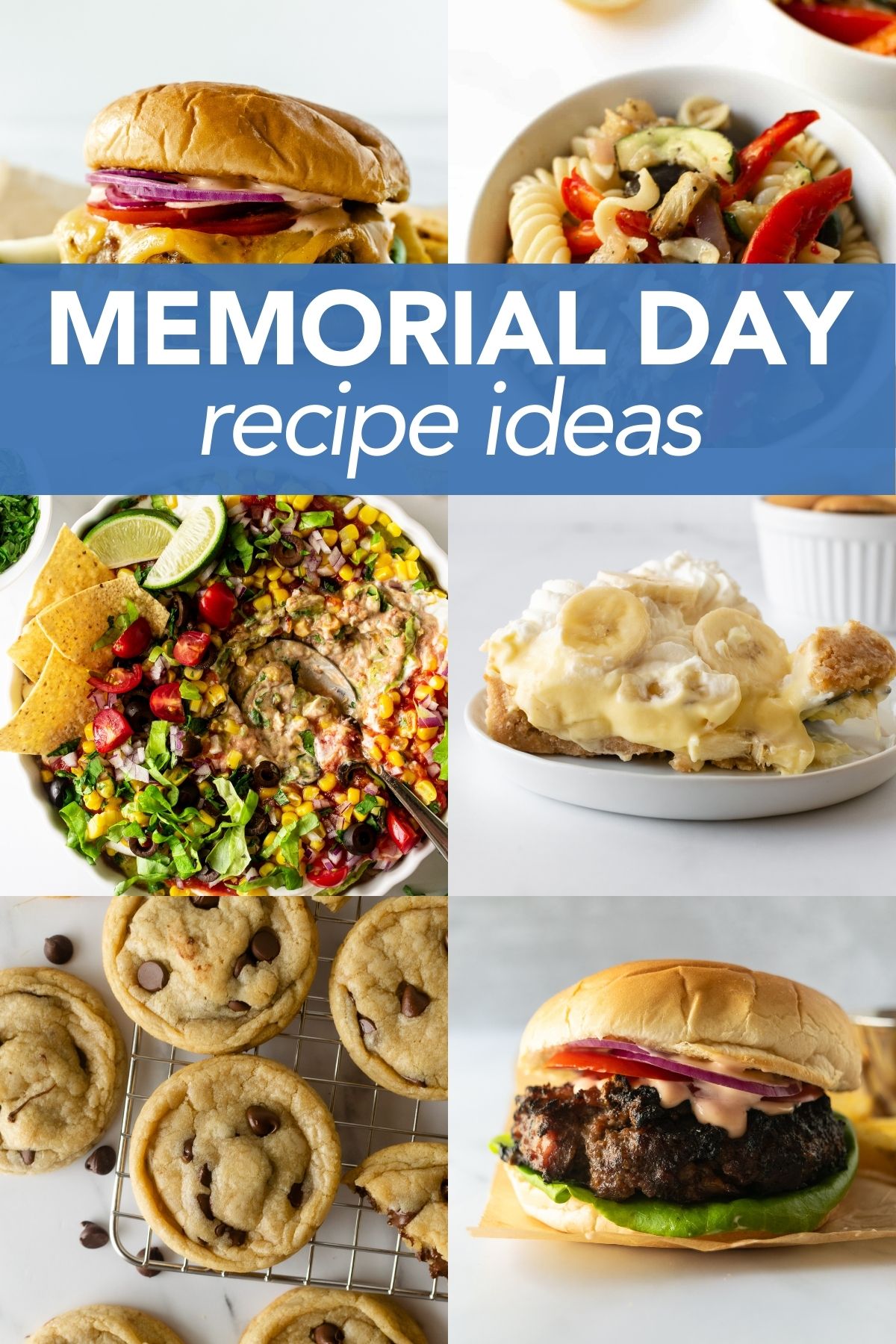 collage of memorial day recipes with text overlay.