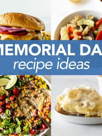 collage of memorial day recipes with text overlay.