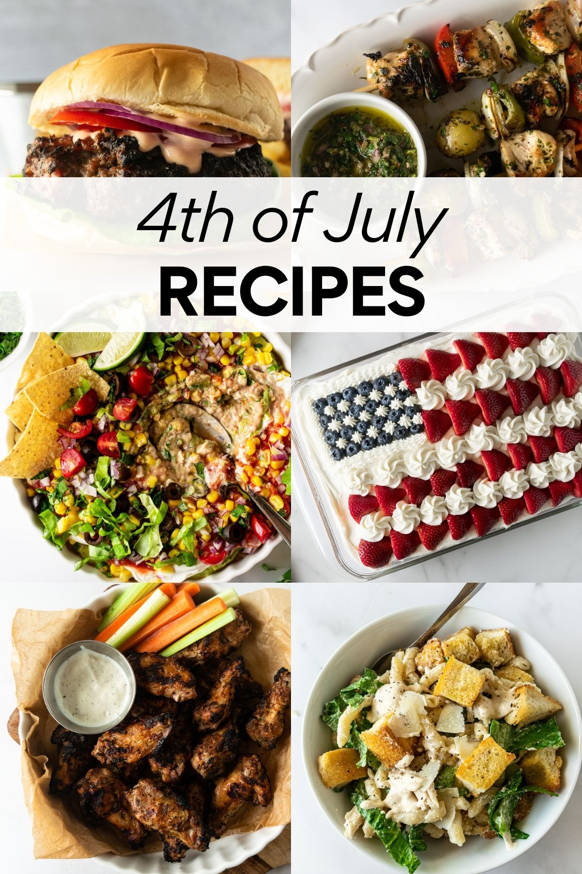 collage of 4th of July recipes with text overlay.