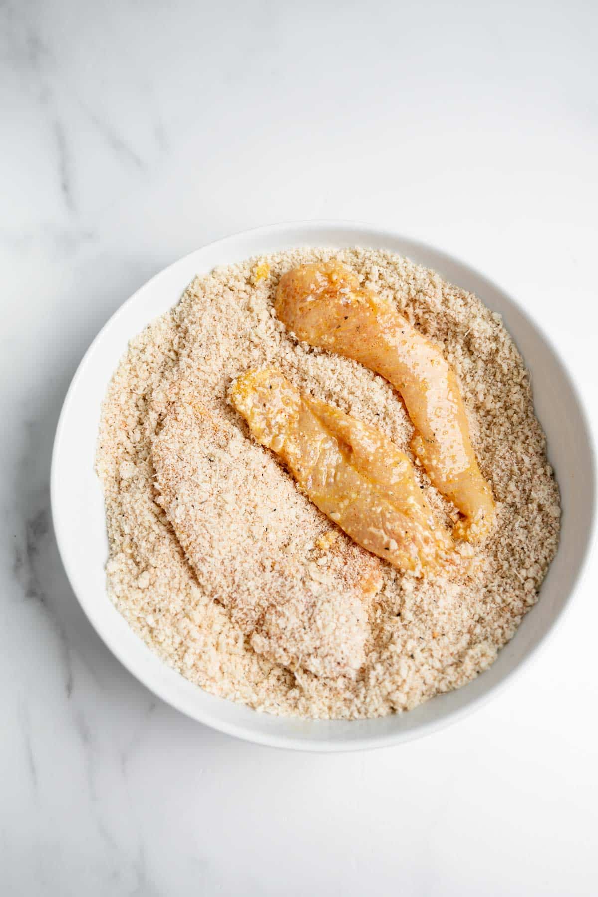 chicken tenders coated in Panko breadcrumbs.