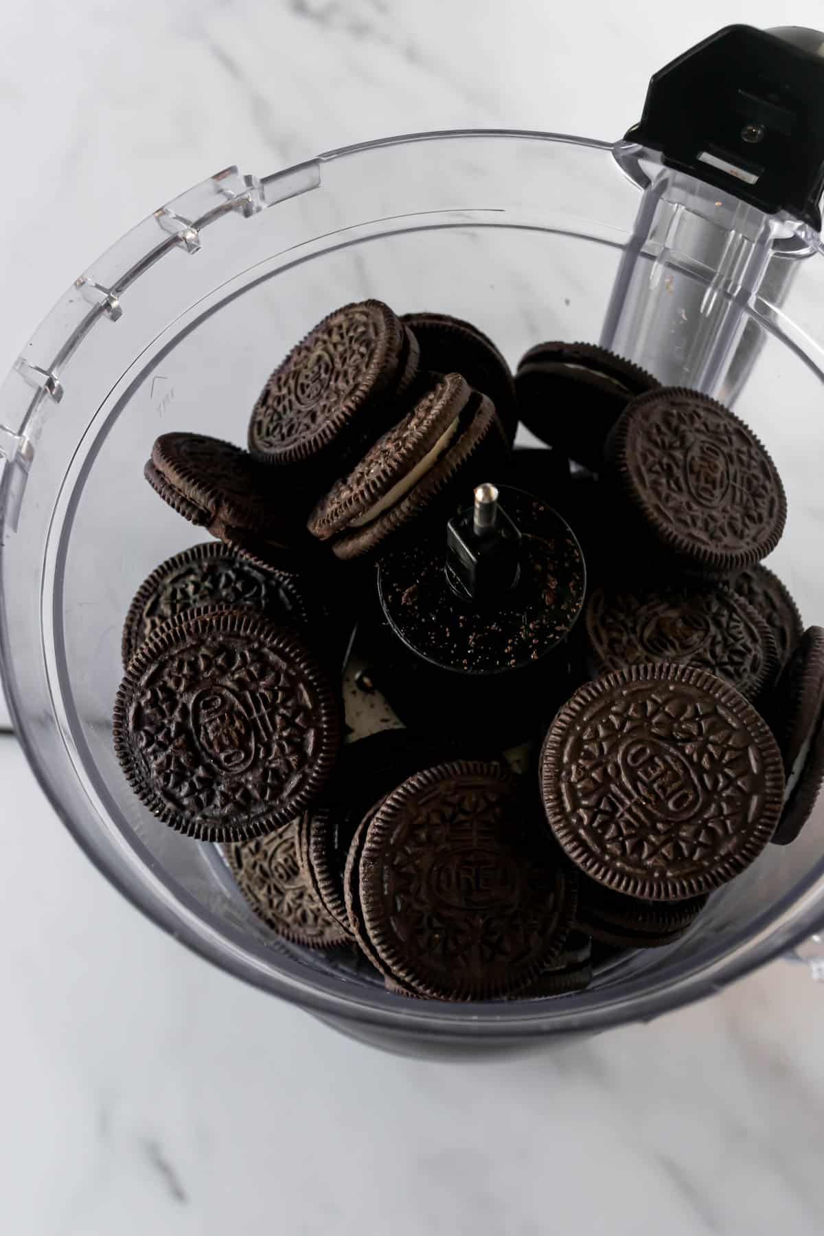 Oreos in a food processor.