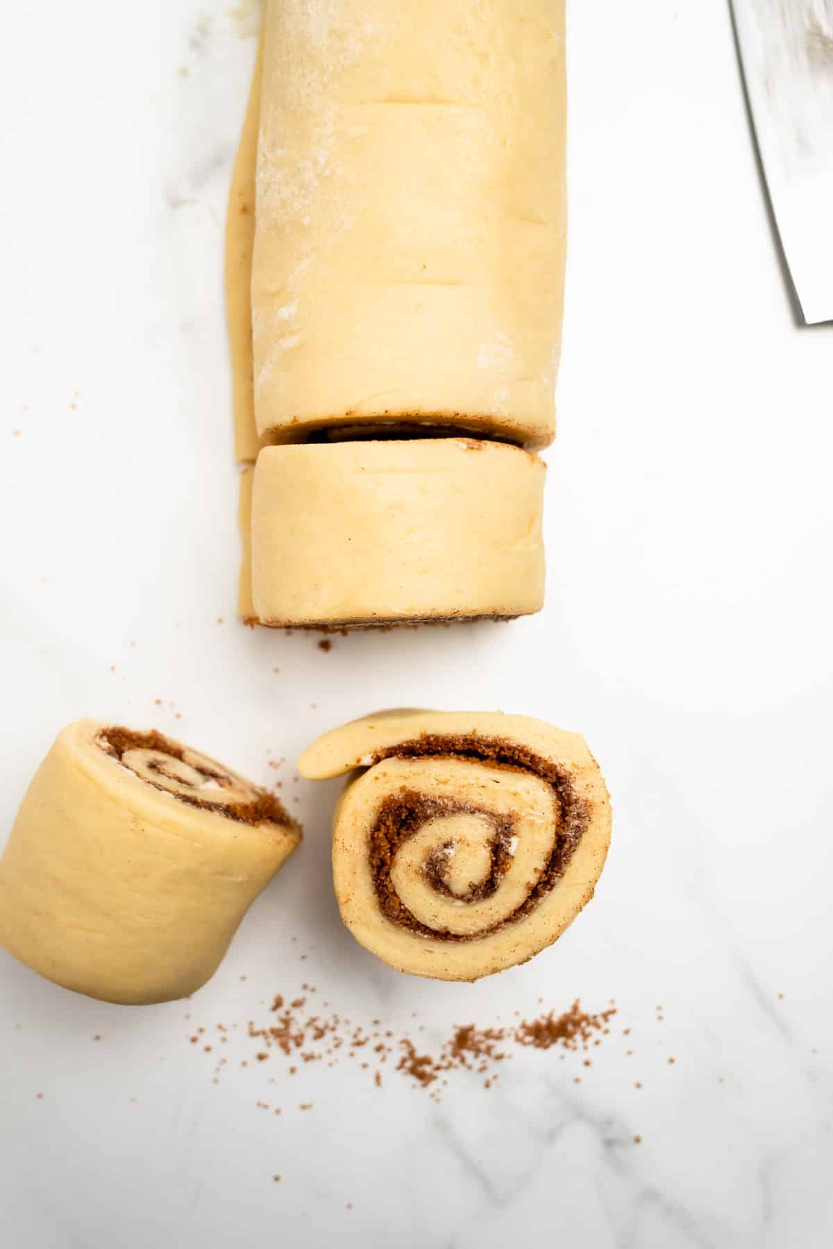 sliced cinnamon rolls.