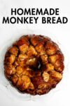 monkey bread on a plate with overlay text.